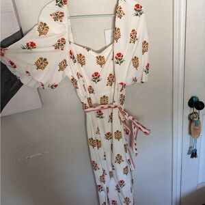 Antonio Melani Floral White Maxi Dress with Puff Sleeves